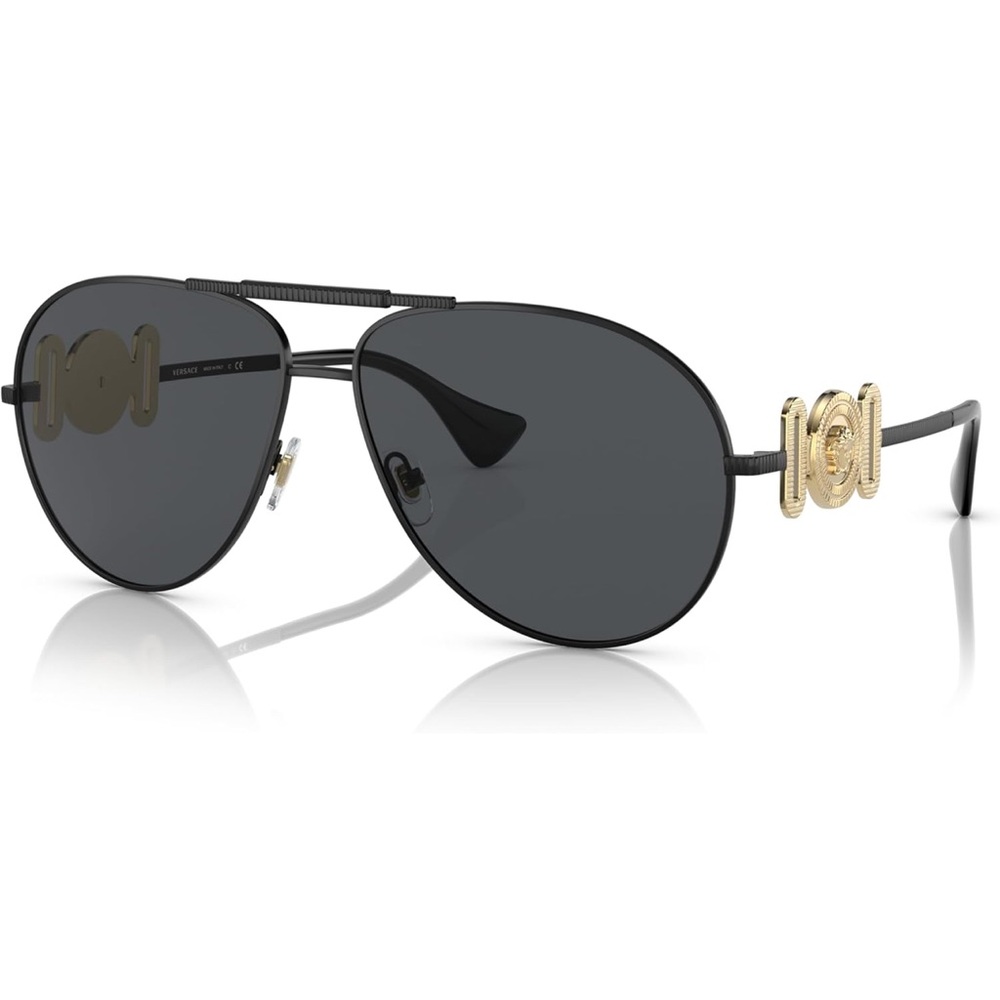 Versace Black and Gold Medusa Aviator Sunglasses
